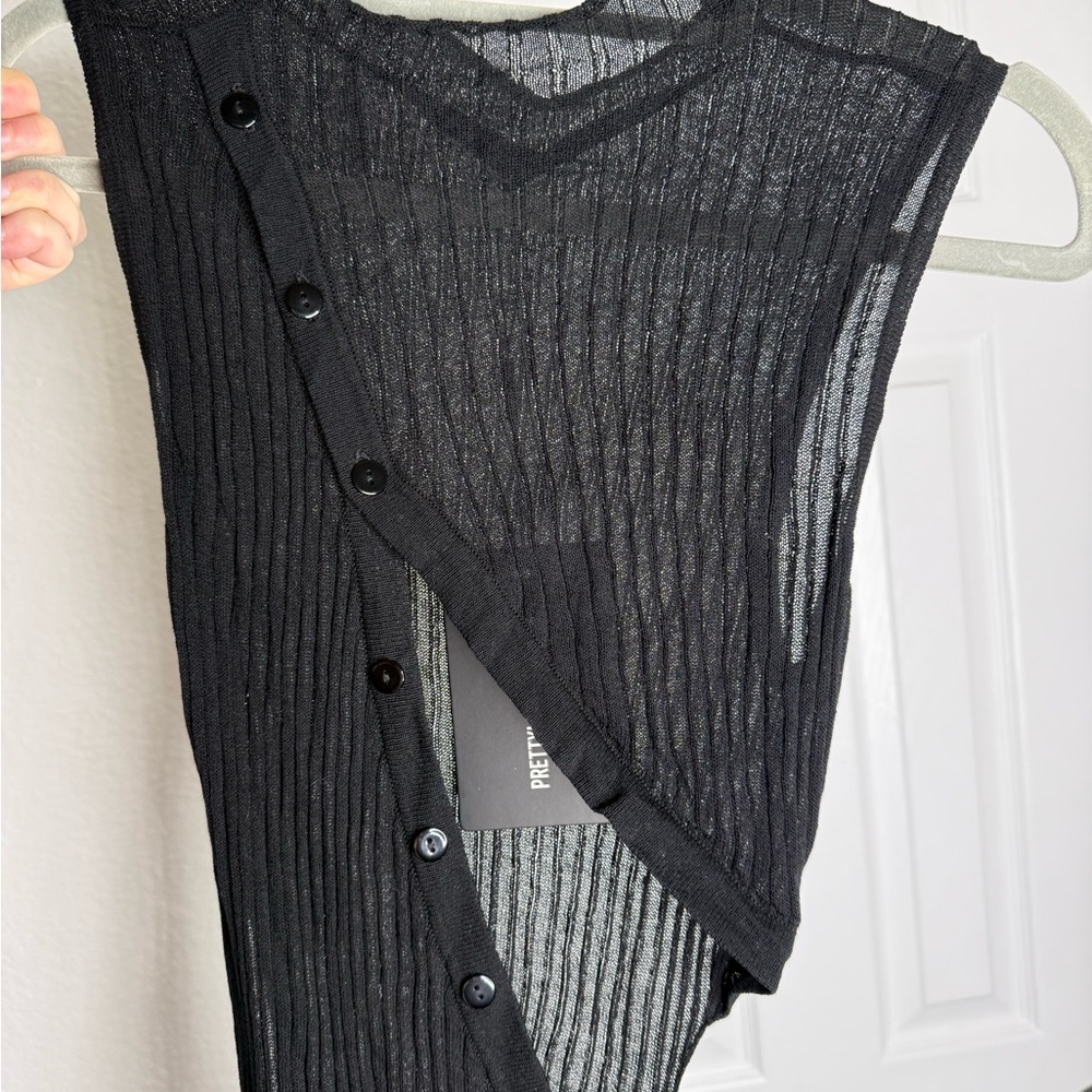 PrettyLittleThing Black Sheer Knit Bodycon Dress